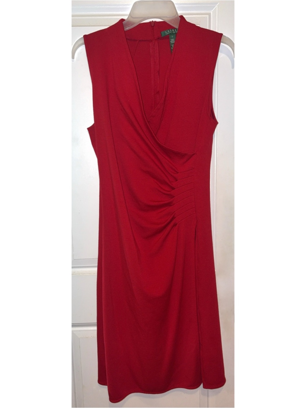 Ralph Lauren Sleeveless Red Draped Women's Dress Size Small